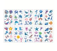 TEMU 10 hojas de tatuajes temporales con como , , ballenas, medusas, y tortugas . ¡Perfectos para celebraciones de y actividades en ! stickers corporal a prueba de agua entre 2 y 5 días.