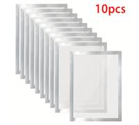 TEMU 10-Pack de marcos de fotos magnéticas plateadas, cubierta de póster A4, decoración de pared reutilizable, estilo Art Deco, tema familiar, forma oblonga, , orientación vertical, material de PVC