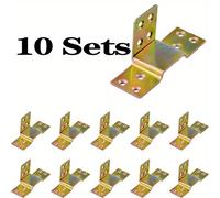 TEMU 10-Pack de soportes de esquina para cama de hierro duraderos - Conectores de soporte de cama de fácil montaje con ganchos, hebillas y tornillos para marcos de madera resistentes