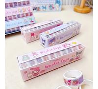 TEMU 10-Pack Sanrio for kuromi Washi Tape, Cintas de Papel de Dibujos Animados, Acabado Mate, Forma Redonda, Uso Único, Pegatinas Decorativas para Scrapbooking, Manualidades, , Suministros de Diario