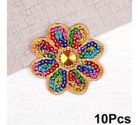 TEMU 10 parches de tela bordada con lentejuelas, pequeña flor octogonal para disfraces de actuación, adiciones de ropa étnica, parches termoadhesivos