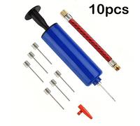 TEMU 10 Piezas Bomba de Aire Manual Azul de 6 Pulgadas con 7 Agujas, 1 Manguera y 1 Boquilla, Kit Portátil para Inflar Balones, Neumáticos de Bicicleta y Más, Ideal para Deportes y Ejercicio al
