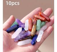 TEMU 10 piezas Cristal Natural Piedra Punta Prisma Hexagonal Ornamento Cristal Rosa Colgante Accesorios de Joyería Regalo de Vacaciones