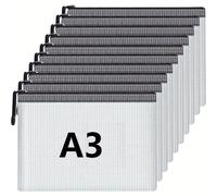 TEMU 10 piezas de bolsa de con cremallera de tamaño A3, clásica bolsa de papelería negra y blanca, bolsa de duradera, adecuada para suministros de oficina, almacenamiento de viajes en casa, .