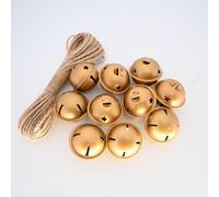TEMU 10 Piezas de Campanas Metálicas Doradas Mate con Cuerda de Cáñamo - Campanas Redondas con Clip para Árbol de Navidad, Coronas, Guirnaldas - Decoraciones Vintage para Fiestas y Hogar (10 Campanas)