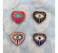 TEMU 10 piezas de colgantes en forma de corazón con patrón de ojo esmaltado para hacer joyas