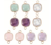 TEMU 10 piezas de conectores de piedra natural - Colgantes de piedras preciosas para la elaboración de joyas, chapados en oro, sin mosaico, 5 estilos, kit de manualidades para adultos 14+