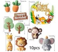 TEMU 10 Piezas de Decoraciones para Pasteles de en - , Elefante, León, Mono, Hojas Verdes, Perfectas para Fiestas de , Decoraciones Temáticas de en