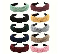 TEMU 10 piezas de diademas anchas versátiles de moda de color liso para mujer, diademas para lavarse la cara, ligas para el pelo, pinzas para el pelo anudadas, accesorios para el cabello