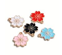 TEMU 10 Piezas de Dijes Esmaltados Sakura - 6 Colores Coloridos de Japonés con Bordes Dorados para Hacer Joyería, Accesorios para Collares, Pulseras y Aretes DIY