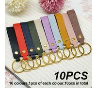 TEMU 10 Piezas de Llavero de Cuero Sintético - Correa Elegante para Llaves de Coche, Llavero de Cinturón, Cordón, Decoración DIY con Hebilla Ajustable