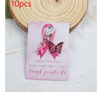 TEMU 10 Piezas de Llaveros de con Rosa - Regalos de Concienciación sobre el Cáncer , a la Responsabilidad Social Corporativa, Adornos Redondos para Regalos de de del Cáncer