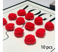 TEMU 10 piezas de rosas de ganchillo, kit de flores de punto DIY para ramo, , ropa, decoración, decoración del hogar para San Valentín, Día de la , boda