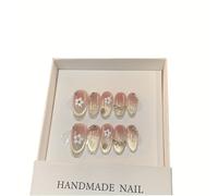 TEMU 10 piezas de Uñas Postizas Lujosas Hechas a con Pedrería para Blanqueador y Relajante