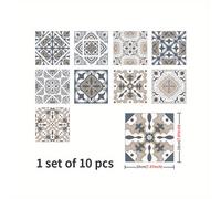 TEMU 10 piezas, Pegatinas de Azulejos Impermeables para Baño, Inodoro y - Antideslizantes, Autoadhesivas, Resistentes al Aceite y Fáciles de Colocar - Ideales para Crear un Suelo Elegante y Duradero