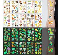 TEMU 10 piezas, pegatinas de luminosas, serie de animales, 140 patrones de hipopótamo, zebra, elefante, , , mono, en , pegatinas de pequeño regalo de , tatuajes temporales impermeables, 2-5 días