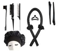 TEMU 10 Piezas Set de Herramientas de Peinado para Mujeres, Rizador Sin y Gorro de Satén para Dormir, Accesorios de Peinado con Peine, Pinzas y Ligas para un Peinado