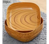 TEMU 10 platos de plástico con de madera para snacks, bandejas para desayuno de sushi, cuencos para arrojar huesos, vajilla para camping al , ' de de madera, sin material de madera'
