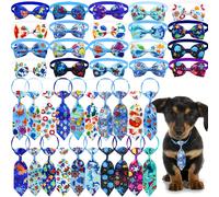 TEMU 10 pzs Corbatas para perros 2025 Nueva serie azul Corbatas ajustables para perros Corbatas de cuello con estampado de animales de dibujos animados Corbatas para perros Accesorios de para perros