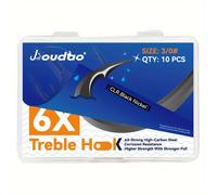 TEMU 10 unidades de anzuelos de acero al carbono de 6 veces - Anzuelos afilados con púas para pesca de grandes peces, cebos duros - Tamaños del 8# al 3/0