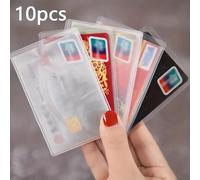 TEMU 10-Unidades de Fundas de Tarjeta de Crédito Transparentes de Plástico, Protectores de Tarjetas de Identificación y Autobús, Accesorios de Organizador de Escritorio