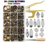 TEMU 100-150 Juegos de Botones a Presión de Metal, con Alicates de Instalación de Botones, Accesorios de Costura para Artesanía de Cuero de Chaquetas de Ropa