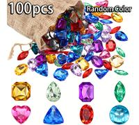 TEMU 100/200 /300 piezas de Gemas , Joyería Falsa Acrílica Multicolor con Bolsa Cierre para Decora Mesa Fiesta Temática y Recuerdos