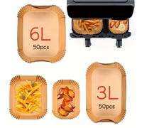 TEMU 100/200 Piezas Papel de Hornear de Silicona Desechable para Freidora de Aire, Adecuado para Freidora de Aire de Cesta de 9L Capacidad NA350/00, Papel Especial para Freidora de Aire