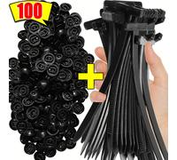 TEMU 100/300 Piezas de Clips para Cables con Pasadores, Polipropileno Autoblocantes Desechable - Accesorio Herramientas Adecuado Reparación Auto DIY y Uso Doméstico