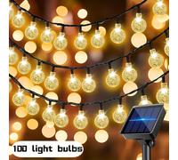 TEMU 100/50/20 Bombillas, Luces de Inteligentes, Luces Solares de Cristal con Sensor Inteligente, Energía Solar, 8 de Iluminación, Adecuadas para Árboles de Navidad, , Fiestas de