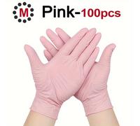 TEMU 100/50/20 unidades de guantes de nitrilo rosados desechables, ideales para uso en cocina, tatuajes, cuidado de mascotas, limpieza del hogar y al versátiles, libres de látex y polvo.