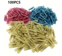 TEMU 100 conectores termorretráctiles, terminales de aislamiento, kit de conectores de crimpado para cables automotrices AWG 22-16 AWG 16-14 AWG 12