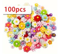 TEMU 100 Dijes de Flores de Margarita de Resina Coloridas - Cuentas , Adecuadas para Joyería, Scrapbooking, Adiciones para el Cabello y Manualidades, Disponibles en Varios Colores, Dijes de Flores