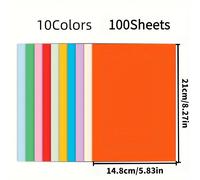 TEMU 100 Hojas de Papel A5 Premium a Color - Multifuncional para Impresión, Origami y Manualidades, 10 Vibrantes, para Proyectos Escolares y Creaciones Caseras
