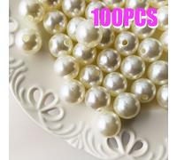 TEMU 100 piezas/14mm Cuentas de Plástico ABS con Agujeros Rectos - Cuentas para Manualidades DIY, Ideales para Hacer Llaveros, Pulseras, Colgantes de Collar y Accesorios - para Enhebrar