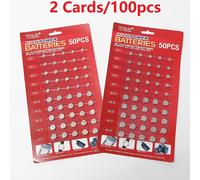 TEMU 100 piezas/2 tarjetas, baterías de , variedad de 1,5 AG1/LR621, AG3/LR41, AG4/LR626, AG10/LR1130, AG12/LR43, AG13/LR44, juego de baterías de moneda