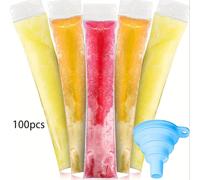TEMU 100 piezas de bolsas de palo de hielo desechables, 11" x 2,2" de ancho y altura, con boquilla para palos de yogur saludables, jugos y batidos de frutas en .
