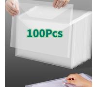 TEMU 100 piezas de Carpetas Plásticas Transparentes A4 - Organizadores Estilo Retro para , Suministros de Oficina y Almacenamiento de Documentos