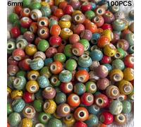 TEMU 100 piezas de cuentas cerámicas esmaltadas multicolor estilo bohemio de 6mm - Suministros para hacer joyería DIY