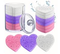 TEMU 100 Piezas de Esponjas Faciales Naturales Biodegradables Comprimidas con Contenedor de Almacenamiento, Limpieza Profunda, Exfoliante, para Remover Maquillaje y para Todo Tipo de Piel