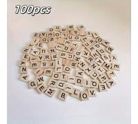 TEMU 100 Piezas de Madera con las 26 del Alfabeto para la Ortografía de en Inglés, Cubos de Alfabetización y Adornos Decorativos