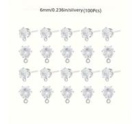 TEMU 100 piezas de Postes de Vidrio para Pendientes de 6mm con Adecuados para Suministros de Fabricación de Joyería DIY