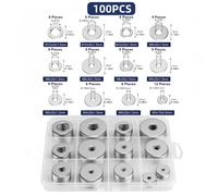 TEMU 100 Piezas Kit de Arandelas de Acero Inoxidable, Juego de Arandelas para en Varios Tamaños M3, M4, M5, M6, M8, M10, M12, Ideal para Hogar, Reparaciones, Industrial y Bricolaje