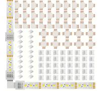 TEMU 100 Piezas Kit de Conectores Compatibles para Tira LED SMD 5050 RGB con Enchufe de , Flexible y Placa PCB - de Cableado Plug-and-Play, Sin Soldadura Requerida para DIY Exterior (Formas T/L/X)