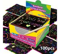 TEMU 100 piezas Kit de raspar iris - Desbloquea diseños ocultos con colores vibrantes, tarjetas de pintura creativa DIY, perfectas para , fiestas, manualidades de Halloween y regalos de Navidad