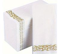 TEMU 100 Servilletas Desechables de Lino Texturizado, Elegantes y Doradas de Lujo - 55gsm, 40x33cm (16x13in) - Servilletas Suaves y Absorbentes para , Fiestas