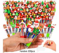 TEMU 100 Unidades de Bolígrafos Portátiles Multicolor Navideños - Mini Bolígrafos 4 en 1 con Formas de Árbol de Navidad, , Papá Noel y Reno. Ideales para y Oficina. Regalo de Papelería Navideña
