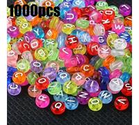 TEMU 1000 cuentas de transparentes de 7 mm, A-Z, cuentas acrílicas para hacer joyas, perfectas para crear pulseras, collares, aretes y suministros para pequeñas empresas con estilo