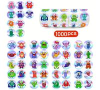 TEMU 1000 piezas de pegatinas holográficas coloridas - Diseños de animales y personajes de dibujos animados , PVC duradero, para recompensas, gráficos y juegos , pegatinas para manualidades.