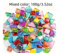 TEMU 100G Surtido de azulejos de mosaico de vidrio con para manualidades, piezas de vidrio cuadradas fusibles para proyectos decorativo, material de mosaico de cristal de color